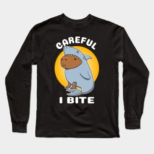 Careful I bite Capybara Shark Costume Long Sleeve T-Shirt